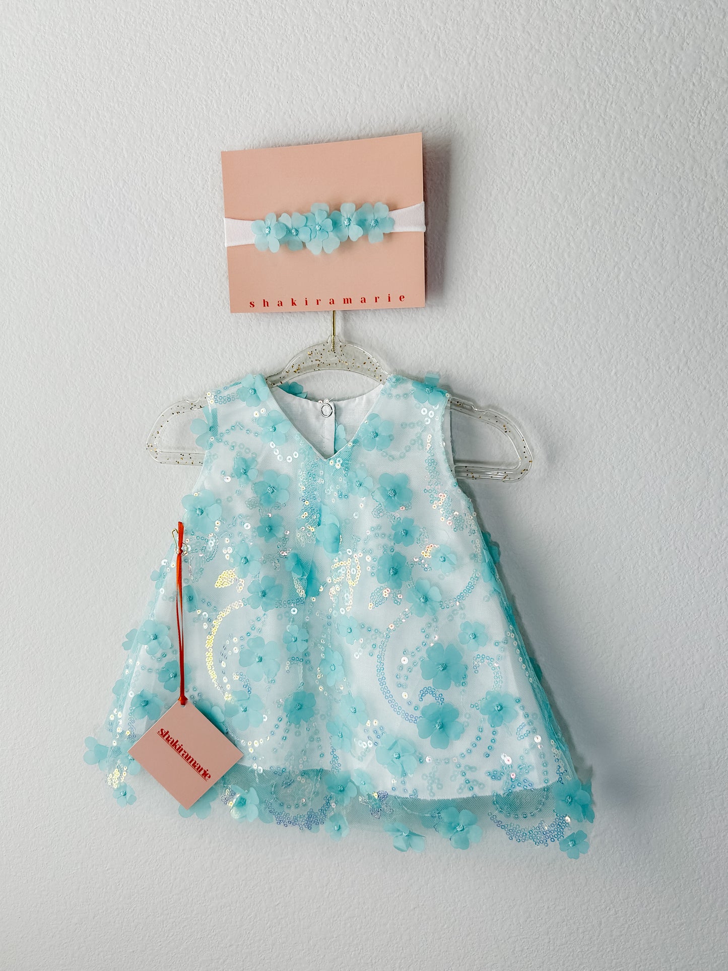 MINT FLOWERS NEWBORN DRESS