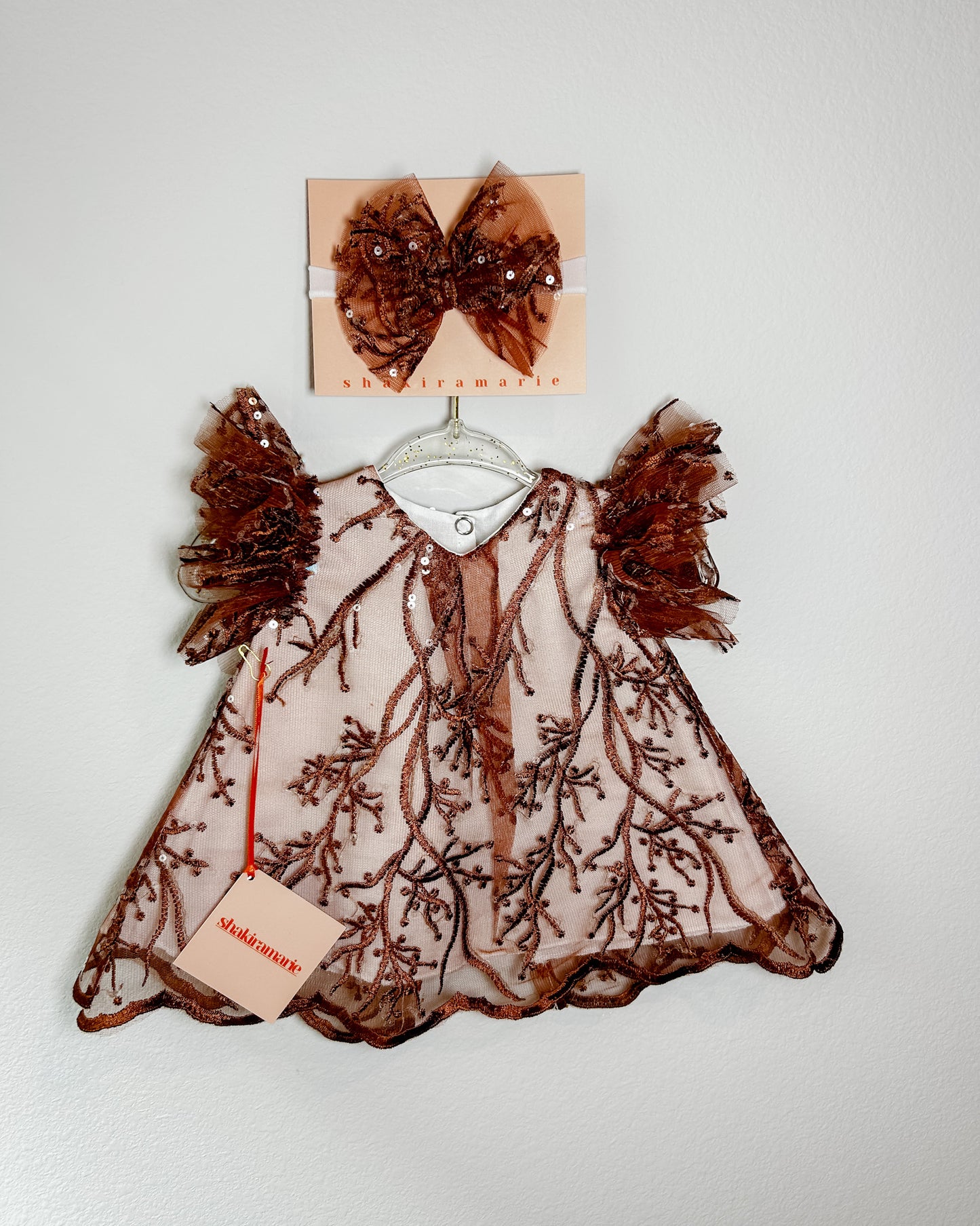 BROWN NEWBORN DRESS