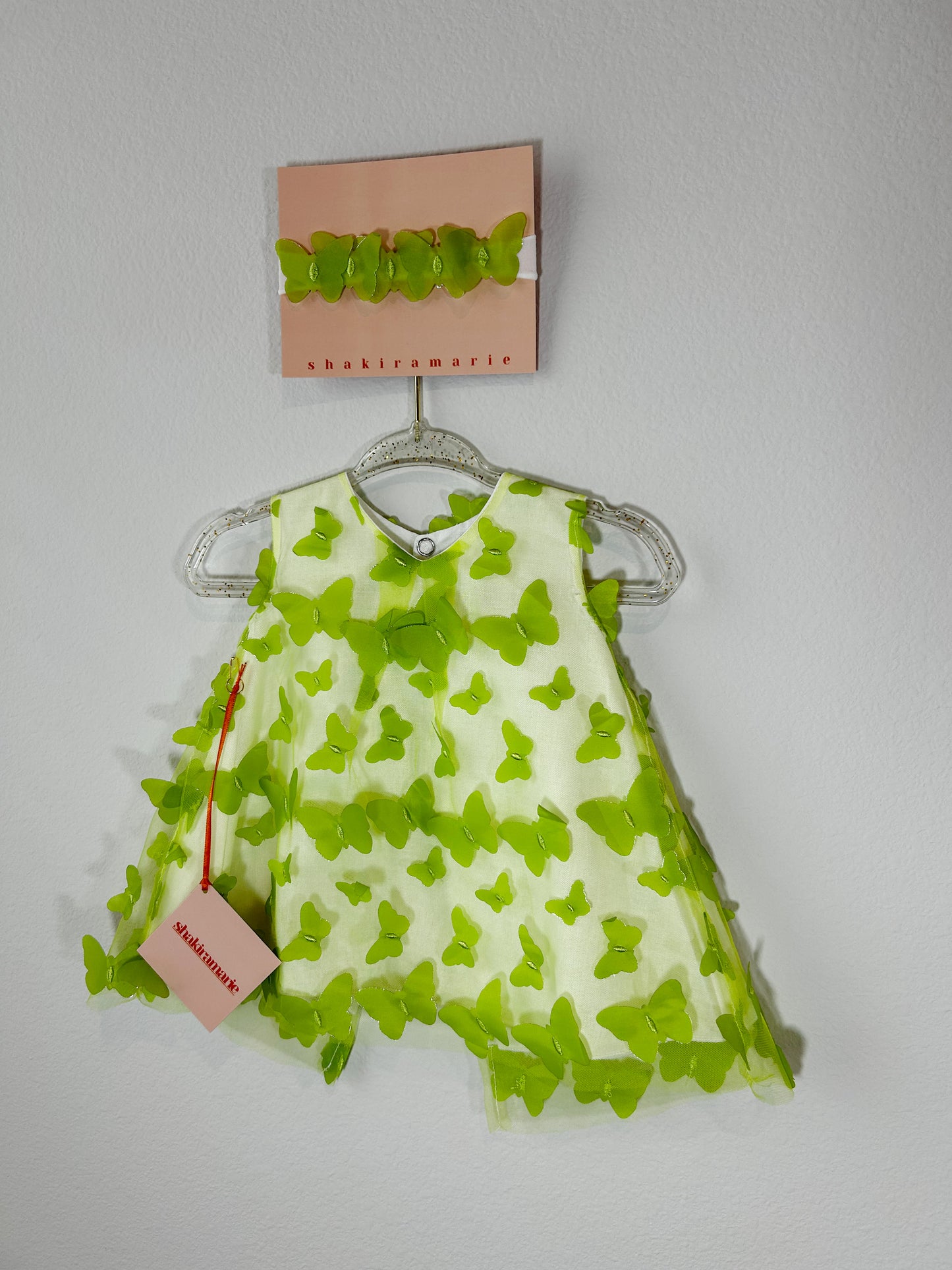 GREEN NEWBORN DRESS
