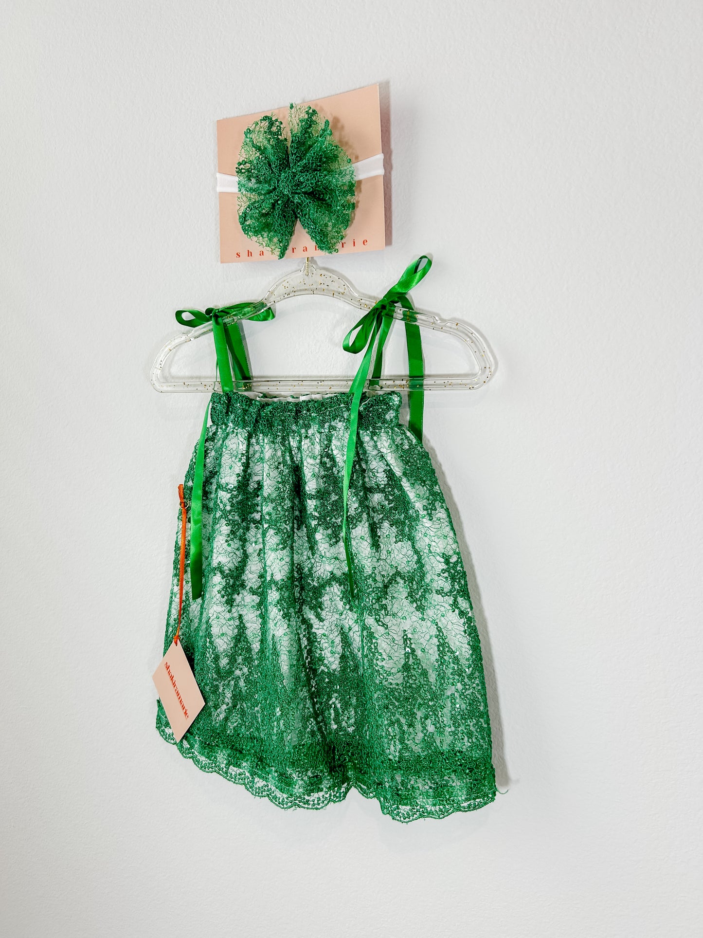 GREEN NEWBORN DRESS