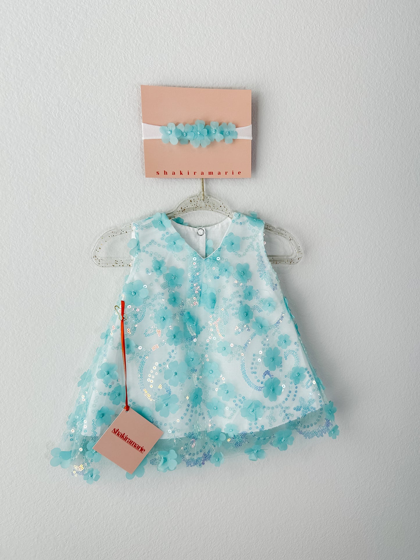 MINT FLOWERS NEWBORN DRESS