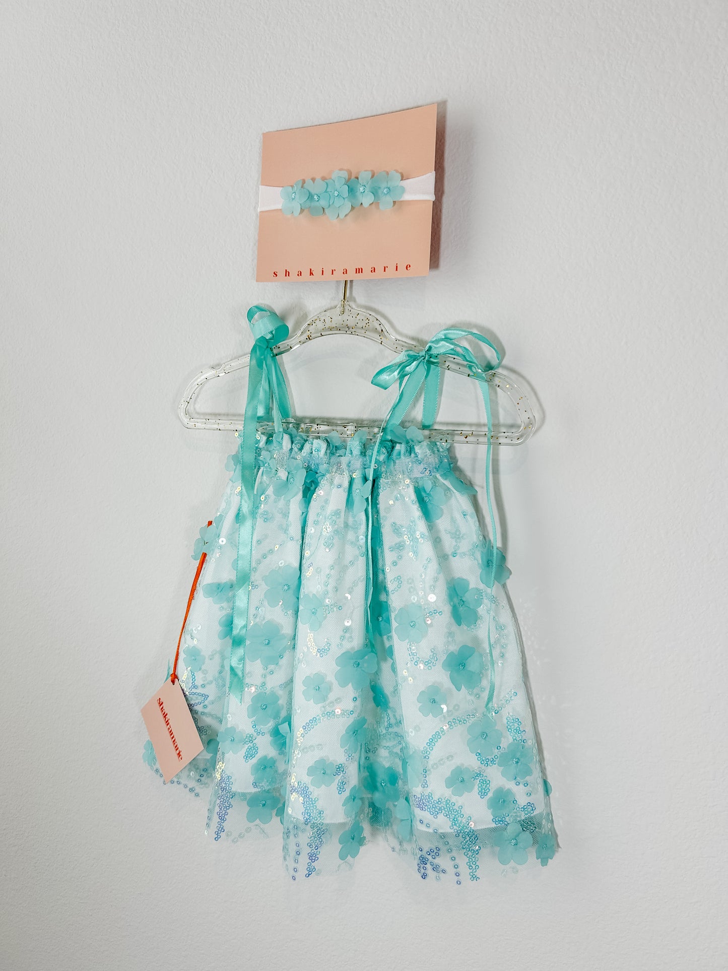 MINT FLOWERS NEWBORN DRESS