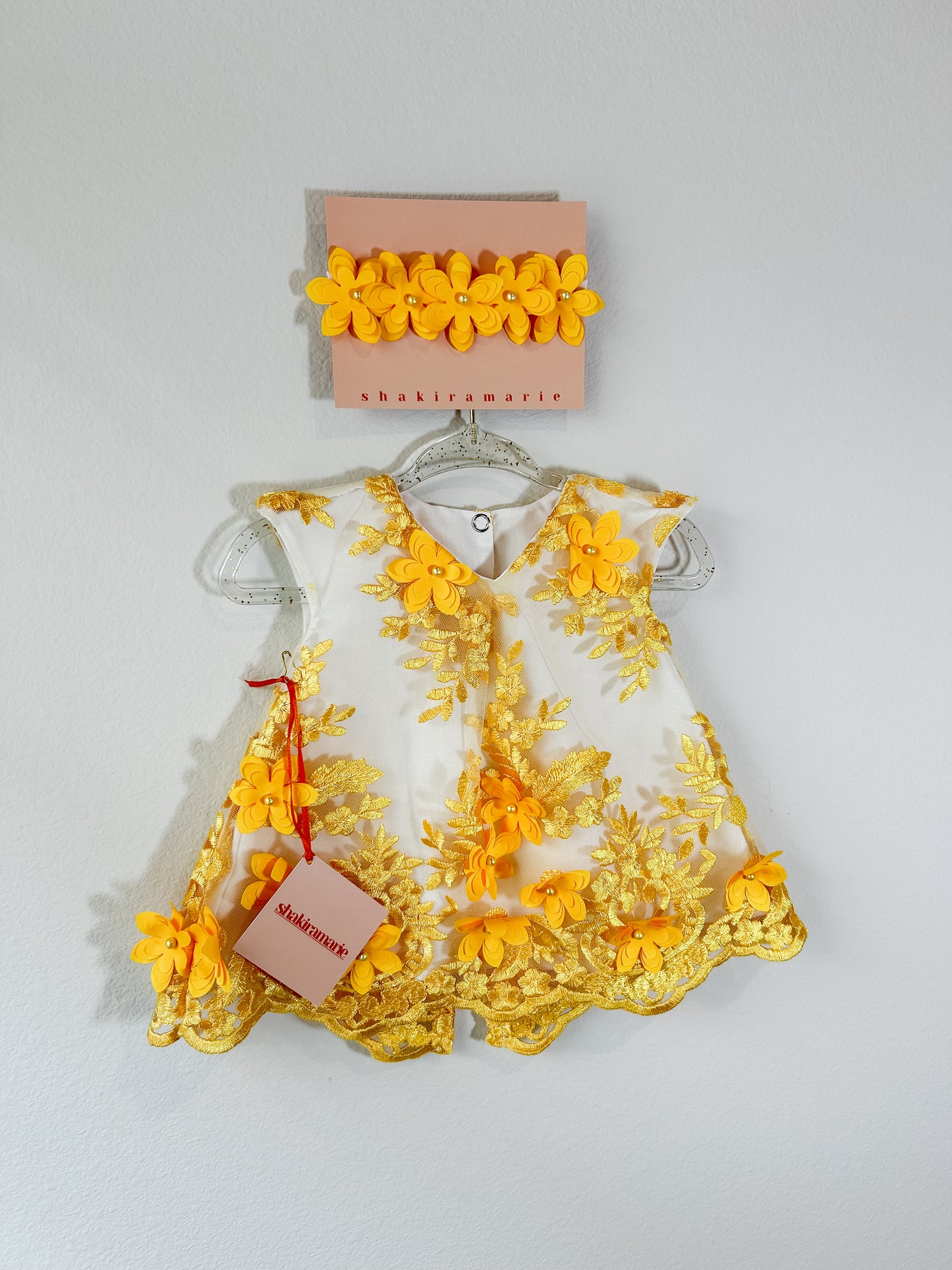 YELLOW FLOWERS NEWBORN DRESS