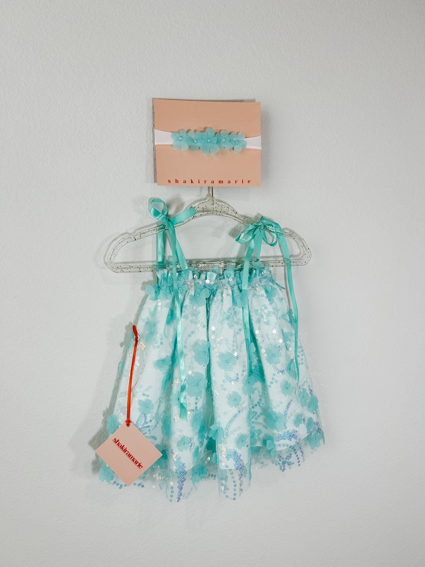 MINT FLOWERS NEWBORN DRESS