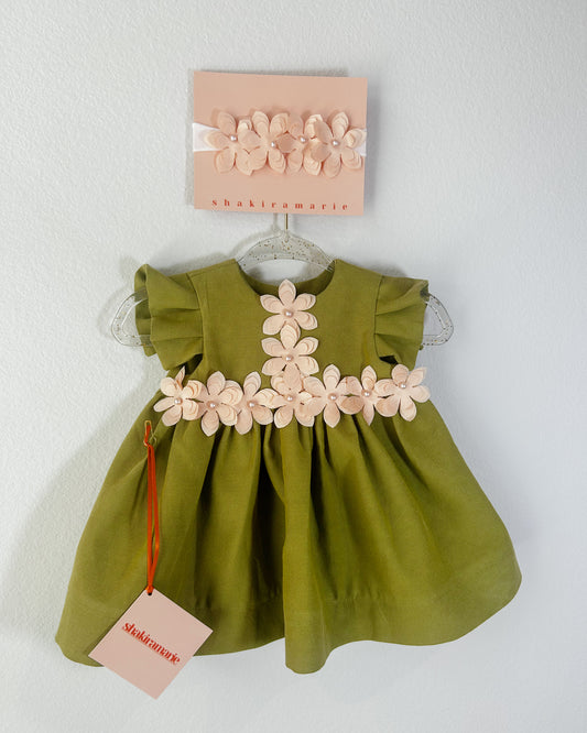 OLIVE NEWBORN DRESS