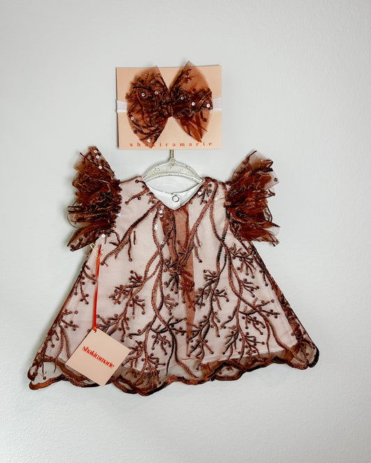 BROWN NEWBORN DRESS