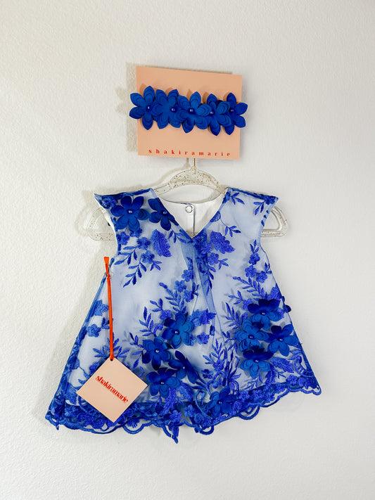 ROYAL BLUE NEWBORN DRESS