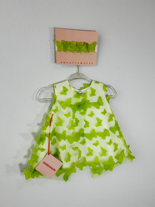 GREEN NEWBORN DRESS