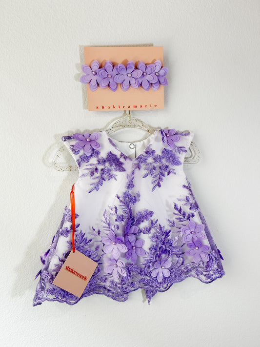 LILAC FLOWERS NEWBORN DRESS