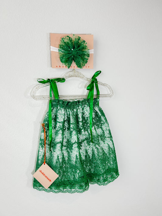 GREEN NEWBORN DRESS