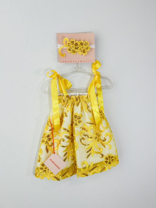 YELLOW NEWBORN DRESS