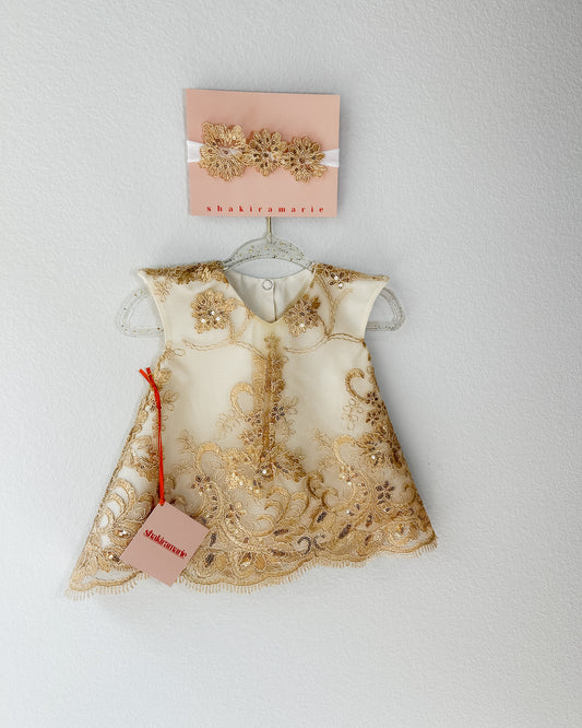 GOLDEN NEWBORN DRESS