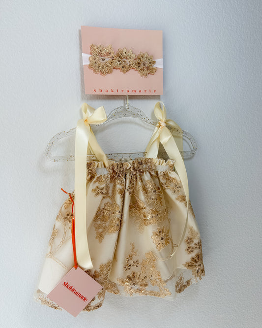 GOLDEN NEWBORN DRESS