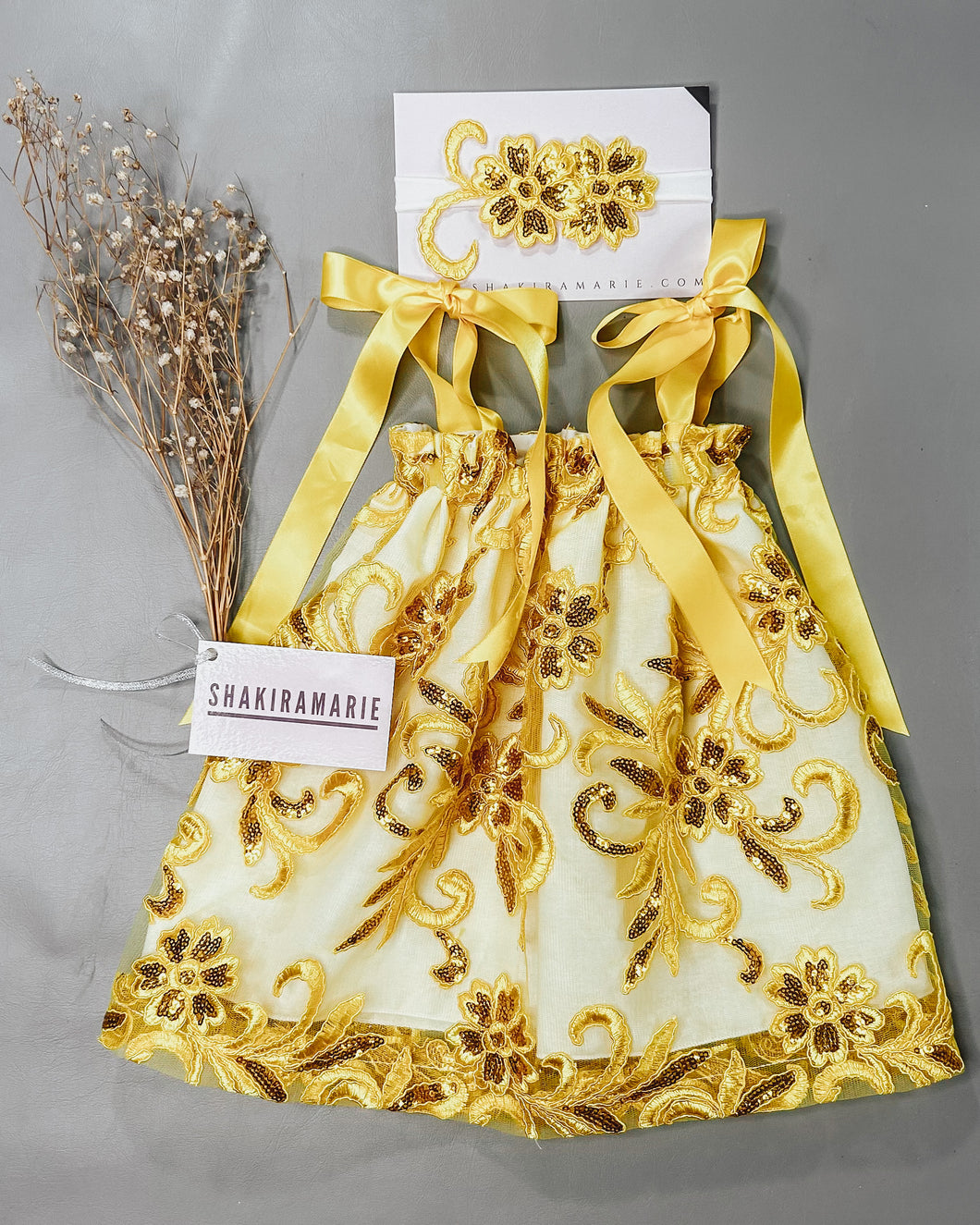 YELLOW NEWBORN DRESS